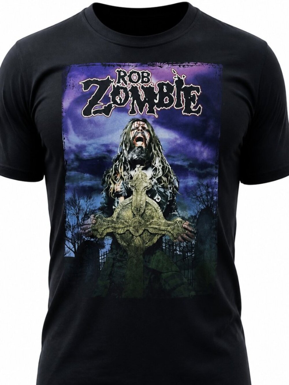 Rob Zombie T-Shirt XL Black mens graphic cross screaming grave tee shirt